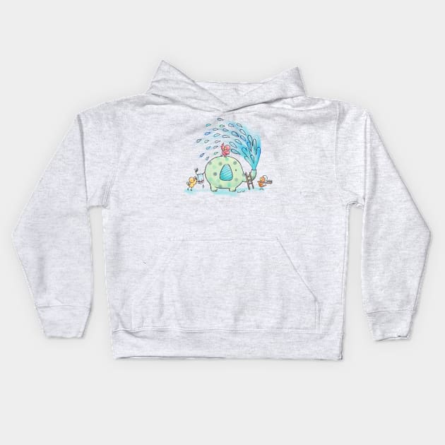 The Elephant Shower Kids Hoodie by suesaf